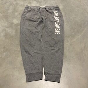 Abercrombie & Fitch Mens Large Gray Logo Graphic Sweatpants Joggers Drawstring